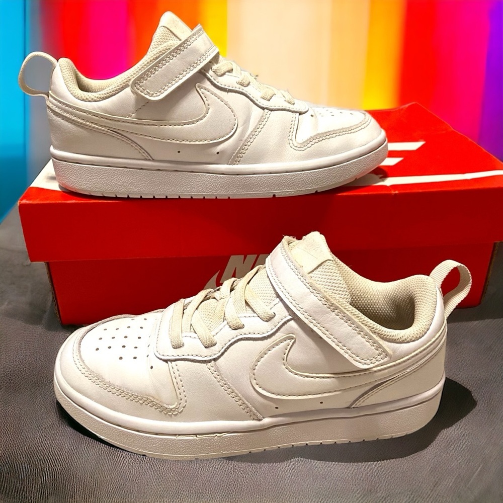 Nike Court Borough Low 
Sz 2Y White Athletic Running Shoes Sneakers BQ5451-100